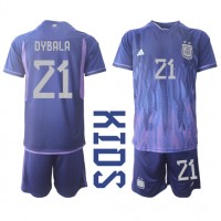 Dětský Fotbalový dres Argentina Paulo Dybala #21 MS 2022 Venkovní Krátký Rukáv (+ trenýrky)